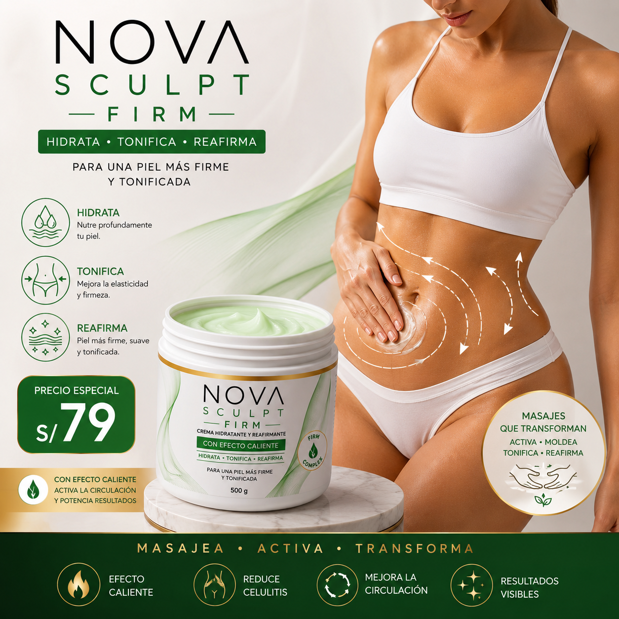 Nova Firm con Efecto Caliente Tonifica (Verde)